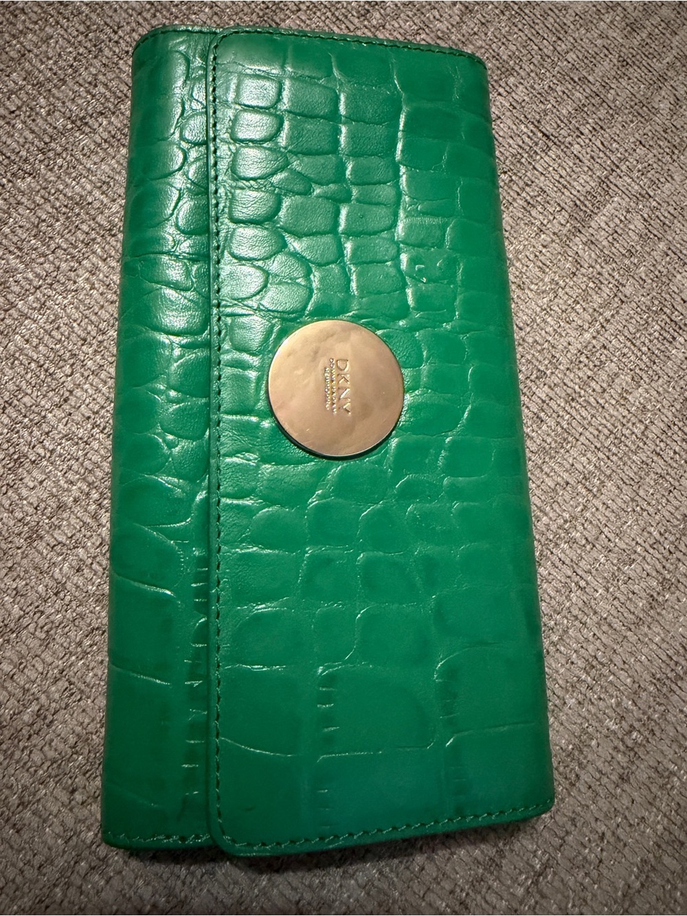 DKNY Green Croc-Embossed Wallet